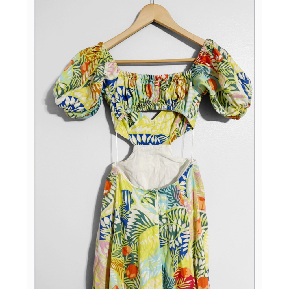 STAUD Coliseum size 10 Off Shoulder Linen Island Vacation Maxi Dress - Picture 6 of 7